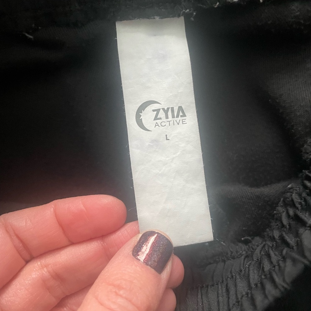 Zyia Black Fleece High Rise Joggers Sz L - Picture 6 of 7
